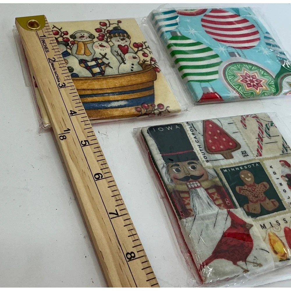 Vintage Christmas Ceramic Coasters Set of 3 Snowman Nutcracker 4in